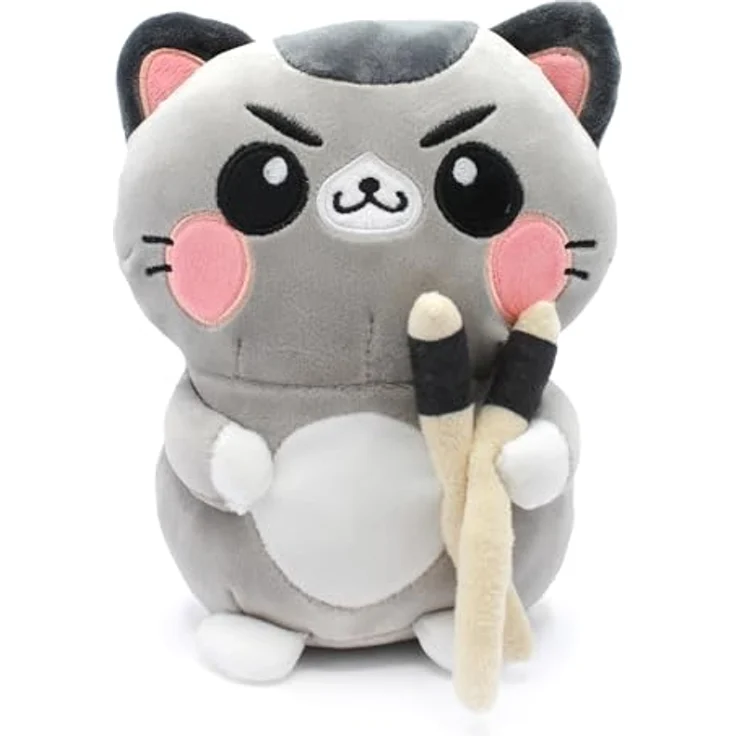 Joytoy Funny Cats 24181, Plüsch-Katze mit Chopsticks, 25 cm, gelb und grün – Bild 2
