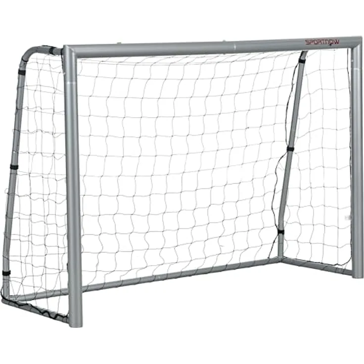 SPORTNOW Fußballtor mit PE-Netzgewebe, 240 x 85 x 160 cm, Stahl, für Garten, Grau