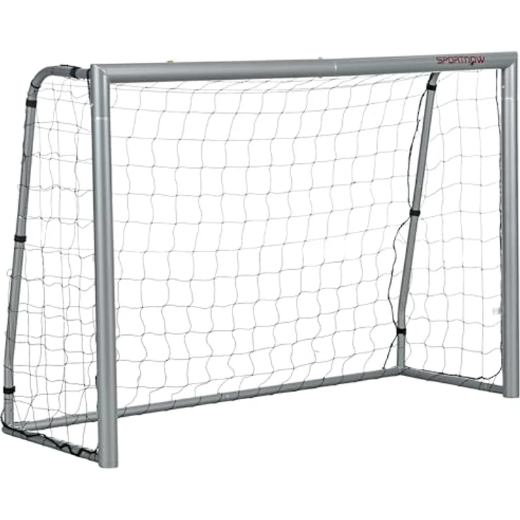 SPORTNOW Fußballtor mit PE-Netzgewebe, 240 x 85 x 160 cm, Stahl, für Garten, Grau – Bild 1
