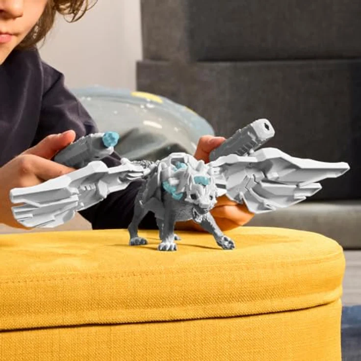 Schleich 42815 Gladiator Ice Wolf, Spielzeugfigur mit Schussfunktion und zwei Eisenflügeln – Bild 2