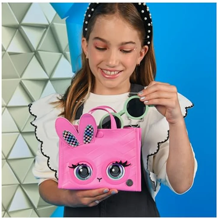 Purse Pets Totes Taschen Häschen Holly Hops - Interaktive Tiertasche mit 30+ Geräuschen, Reaktionen, Blinzeln und Musik, Umhängetasche und Spielzeug in einem, ab 4 Jahren, Pink – Bild 5
