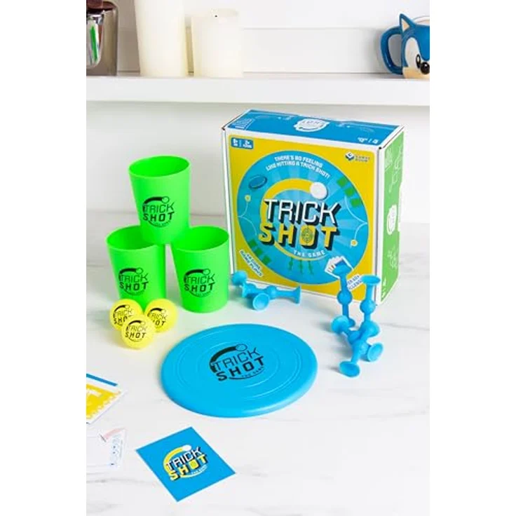 Fizz Creations Trick Shot, Brettspiel mit 80 Trick Shot Karten und Zubehör, kreativ und herausfordernd – Bild 4