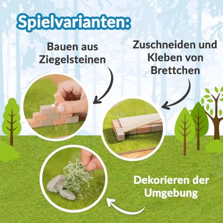 Trefl Brick Trick: Kleines Waldhaus – EKO Ziegelsteine Set mit 220 Teilen, mehrfach verwendbar, für Kinder ab 6 Jahren – Bild 3