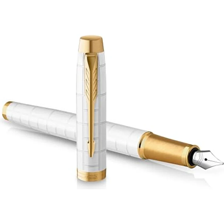 Parker IM Premium Pearl G.C. F, Füller in Gold und Weiß mit Feinspitze und Patronenfüllsystem – Bild 1
