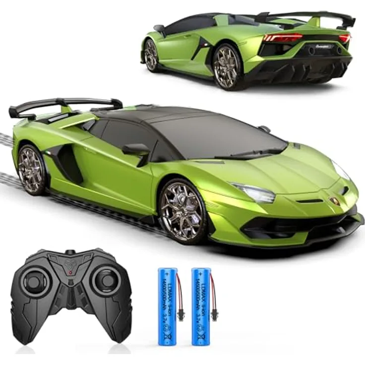 AEROQUEST 1:16 Lamborghini SVJ Roadster, ferngesteuertes Auto mit 2.4GHz Fernbedienung, wiederaufladbaren Akkus und umweltfreundlichem Material, grün