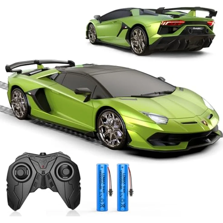 AEROQUEST 1:16 Lamborghini SVJ Roadster, ferngesteuertes Auto mit 2.4GHz Fernbedienung, wiederaufladbaren Akkus und umweltfreundlichem Material, grün – Bild 1