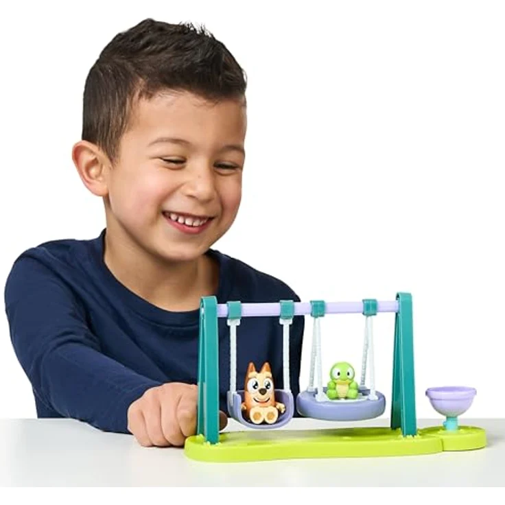 BlueY Mini-Spielset Schildkröten-Jungen-Spielplatz, mit beweglicher Bingo-Figur und Schaukeln, für kreative Abenteuer – Bild 2
