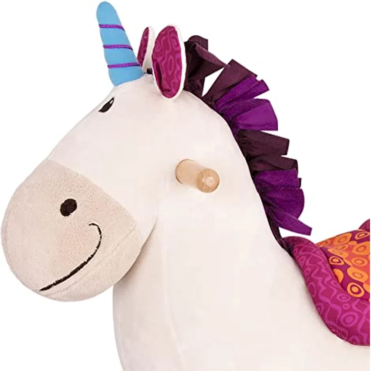 B. toys Schaukelpferd Einhorn beige aus weichem Plüsch und hochwertigem Holz, Schaukeltier zum Draufsitzen für Kinder und Babys ab 18 Monaten – Bild 5