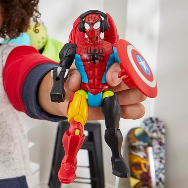 SPIDER-MAN MixMashers Marvel Mix-and-Match Action-Figur mit austauschbaren Teilen und Miles Morales Effekt-Teil, vielseitig kombinierbar – Bild 4