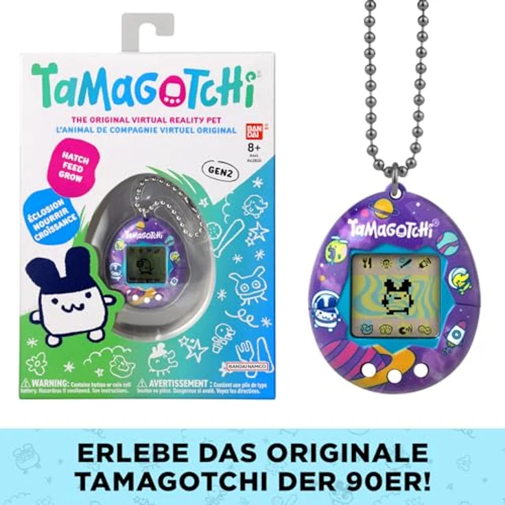 Bandai Tamagotchi, digitales Haustier in Schwarz mit tragbarem Design für interaktives Spielen – Bild 2