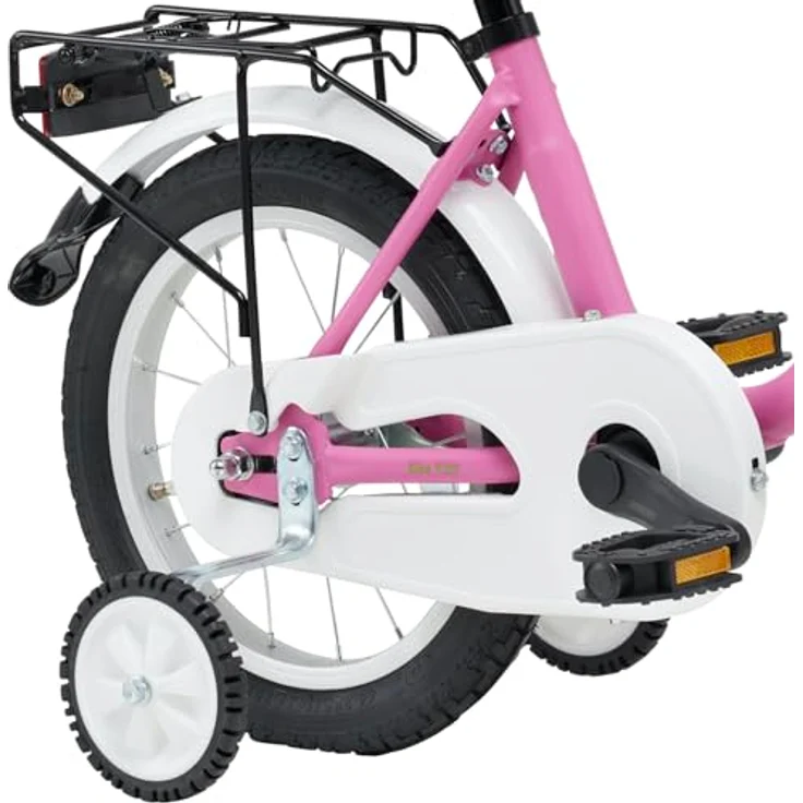 Bachtenkirch Kinderfahrrad Matt Pink 12 Zoll für Mädchen ab 3 Jahre, Rücktrittbremse, Stützräder, Ständer, Glocke, Korb, Gepäckträger – Bild 4