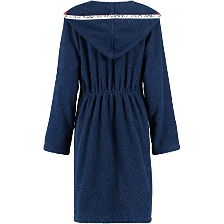 Cawoe Kurz-Bademantel Sea Salt Sand, Blau, 100% Baumwolle mit Reißverschluss und Kapuze, Gr. S für Damen – Bild 2