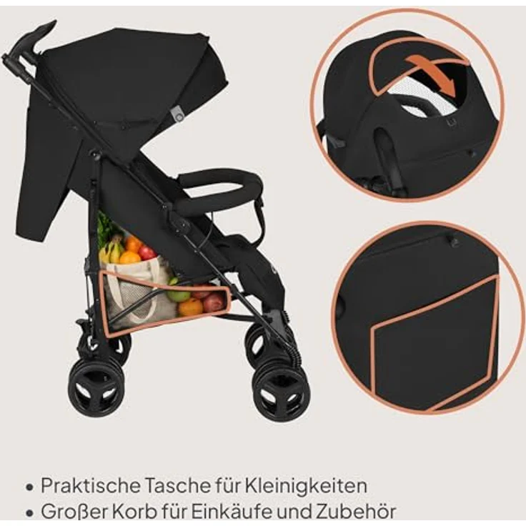 Lionelo Irma Buggy, leichter Kinderwagen ab 6 Monate, 7 kg, Liegeposition mit 5-Punkt-Sicherheitsgurt und Einkaufskorb – Bild 5