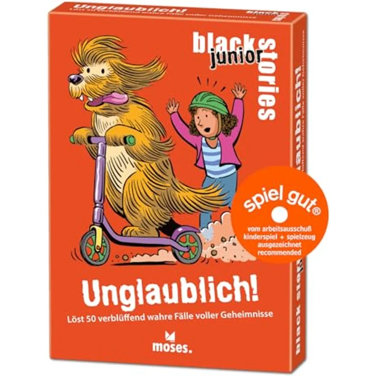 moses. Black Stories junior Unglaublich! - Rätselspiel für Kinder ab 8 Jahren, mit 50 verblüffend wahren Rätselfällen, Spielvariante und Punktechips. – Bild 1