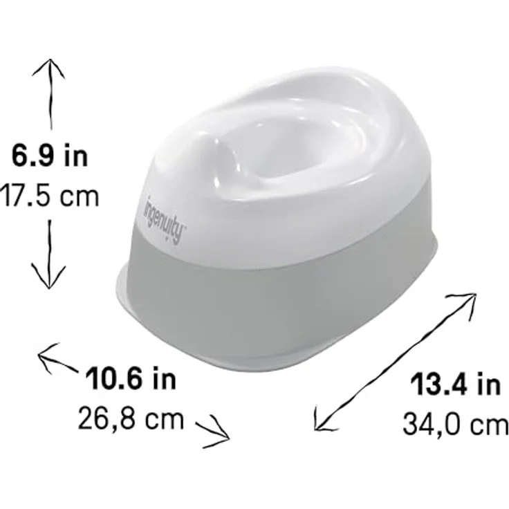 Ingenuity Ready Set Go Töpfchen, rutschfester Boden, breite stabile Basis, abnehmbare Schüssel, Weiß & Grau, für Kinder ab 18 Monaten – Bild 3