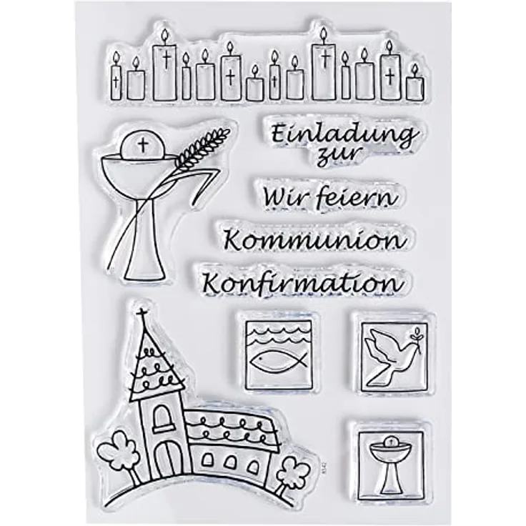 Clear Stempel-Set "Kommunion/Konfirmation", ca. 7,4x10,5cm