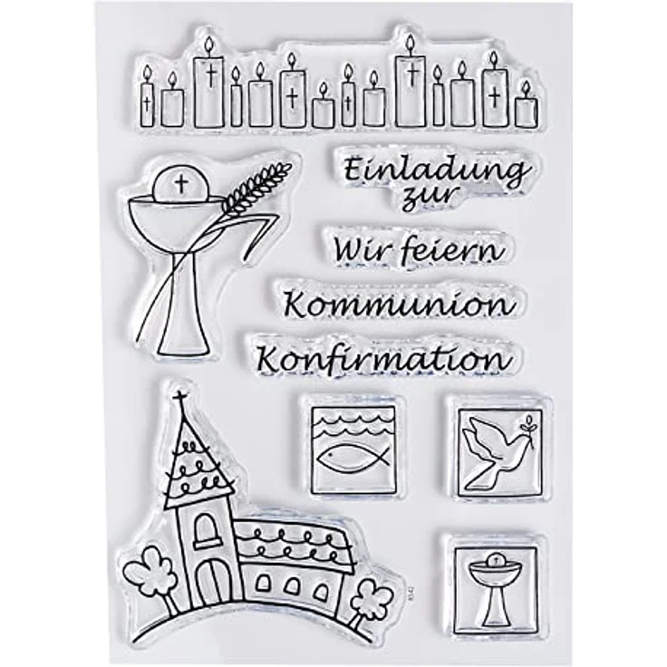 Clear Stempel-Set "Kommunion/Konfirmation", ca. 7,4x10,5cm – Bild 1