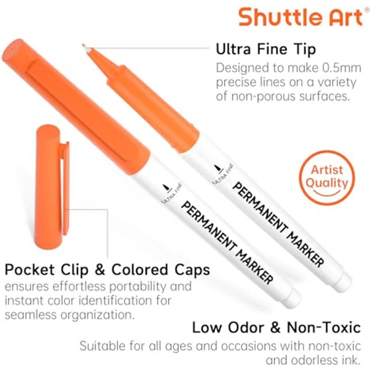 Shuttle Art Permanent Marker fein, 30er Set mit ultrafeiner Spitze, wasserfest, für Kunststoff, Stein und Glas – Bild 3