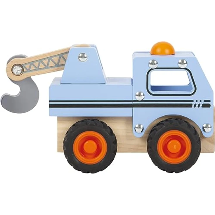 Small Foot Abschleppwagen aus FSC 100%-zertifiziertem Holz, Spielauto mit beweglichem Ladekran, ab 18 Monaten, blau – Bild 2