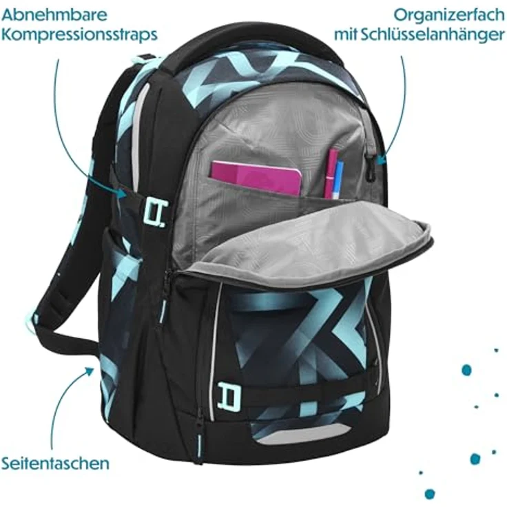 coocazoo Schulrucksack MATE, Laser Lights, ergonomisch mit Easy-Grow-System, 30 Liter Volumen, individuell gestaltbar – Bild 8