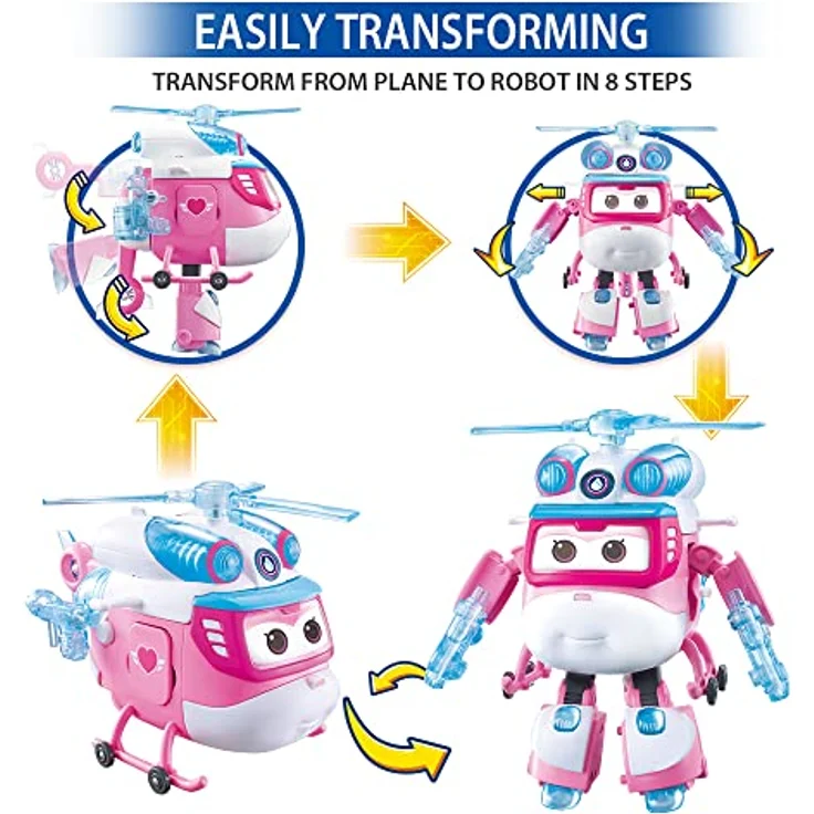 Super Wings Dizzy Deluxe Transforming, 6" Flugzeug-Roboter mit Lichtern und Sounds, 2 Modi, für 3+ Jahre alte Kinder – Bild 5