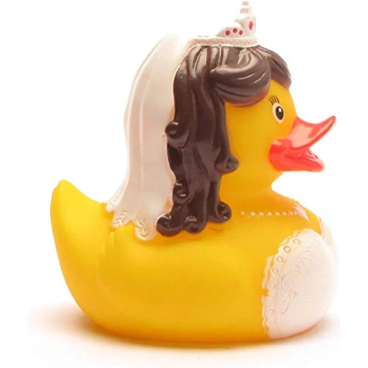 Duckshop Badeente - personalisierbar (Braut Ente), mit eigenem Wunschtext bis 10 Zeichen, 8 cm aus Vinyl – Bild 4