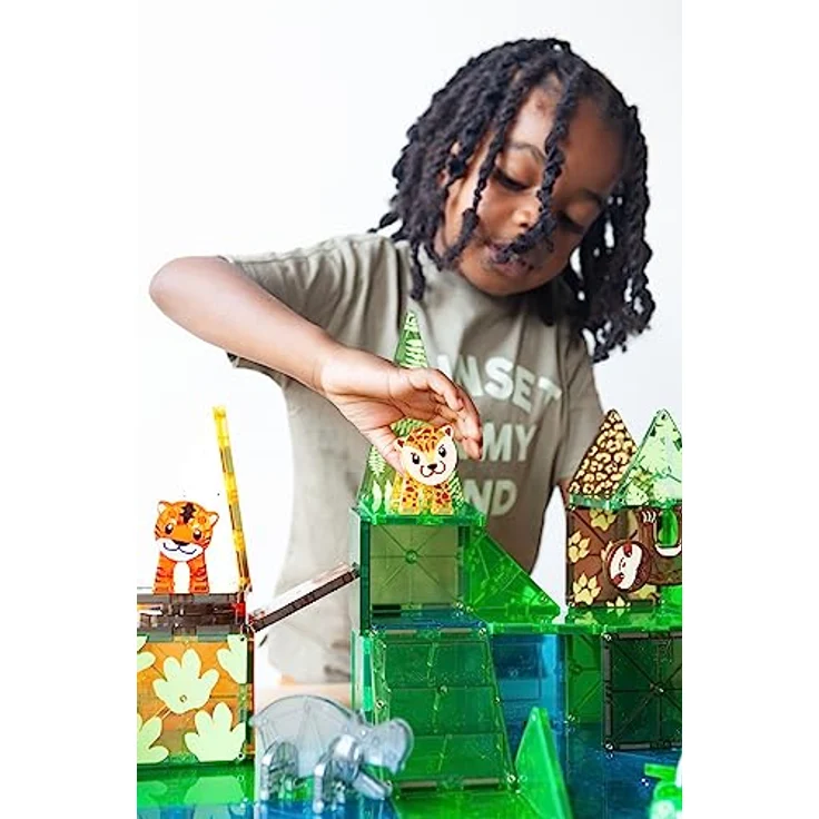 Magna-Tiles Jungle Animals 25-teiliges Set - magnetischen 3D-Bausteinen in klaren Farben, fördert spielerisches Lernen – Bild 4