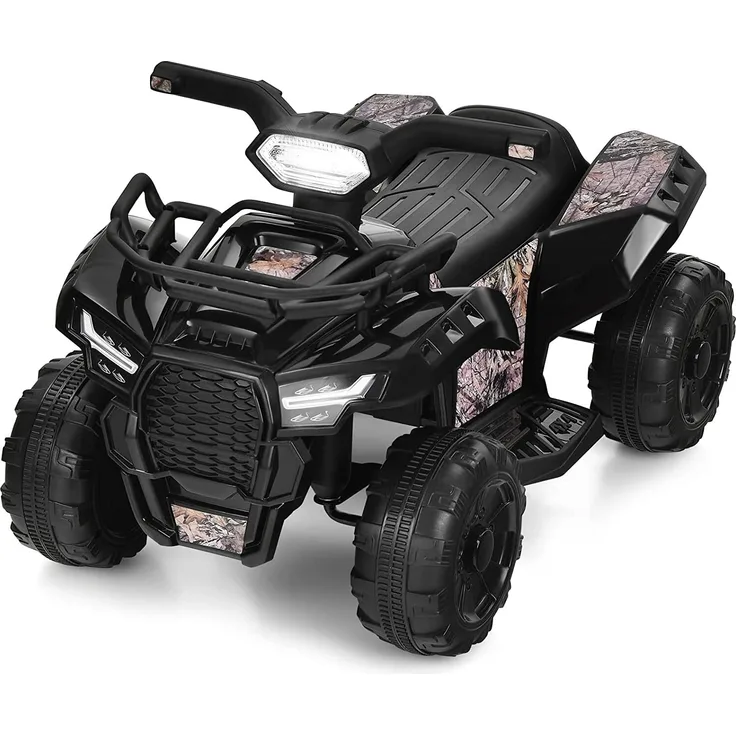 Dreamade 6V Elektro Quad Kinder mit Aufbewahrungsbox, Mini Kinderquad mit Musik & Hupe & LED-Licht, Elektrofahrzeug für Kinder von 18-36 Monaten, max. belastbar 20 kg (Schwarz)
