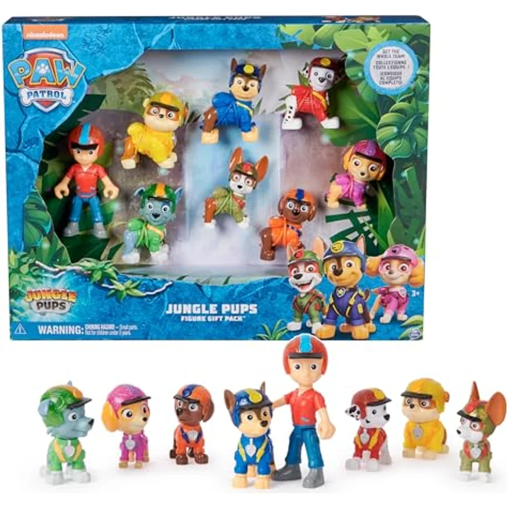 Spin Master PAW Jungle Pups Hero Pups Giftset, Sammelfiguren-Set mit 8 Actionfiguren von Ryder und den Welpen Chase, Marshall, Rocky, Rubble, Zuma, Tracker und Skye – Bild 1