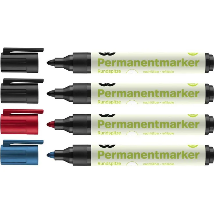 Soennecken Permanentmarker oeco 3112 15-3mm sort. 4 St./Pack. - Filzstifte zum Beschriften und Markieren, Soennecken