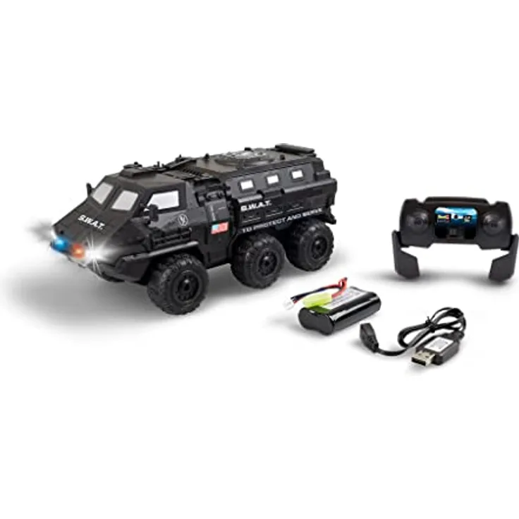 Revell Control I RC Truck S.W.A.T Tactical Truck I Ferngesteuerter RC Truck I mit Frontbeleuchtung und großen Gummireifen I für Kinder und Erwachsene ab 8 Jahren
