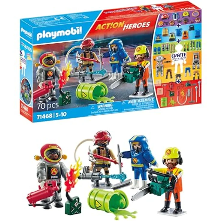 PLAYMOBIL 71468 My Figures Feuerwehr Spielset, Mehrfarbig mit abnehmbaren Zubehör und authentischem Feuerwehr-Equipment für fantasievollen Spielspaß – Bild 1