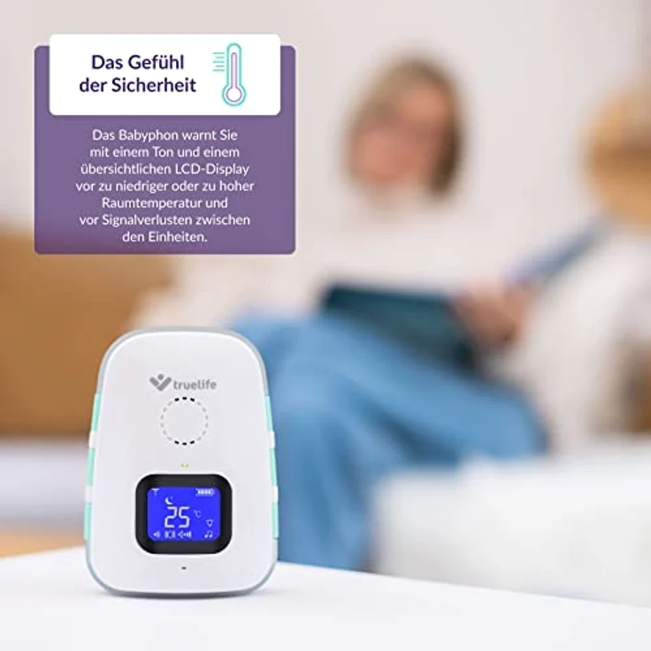 TrueLife Babyphone NannyTone VM3, Reichweite bis 300 m in Gebäuden, 2-tlg. Set, Bidirektionale Signalübertragung, Langlebige wiederaufladbare Batterie – Bild 6