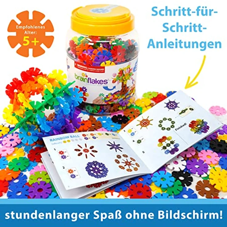 Brain Flakes 500er-Set, Ineinandergreifendes Kunststoff-Scheibenspielzeug für kreatives Bauen, Mint, ab 3 Jahren, ungiftig, inkl. Ideenheft und Online-Ressourcen – Bild 2