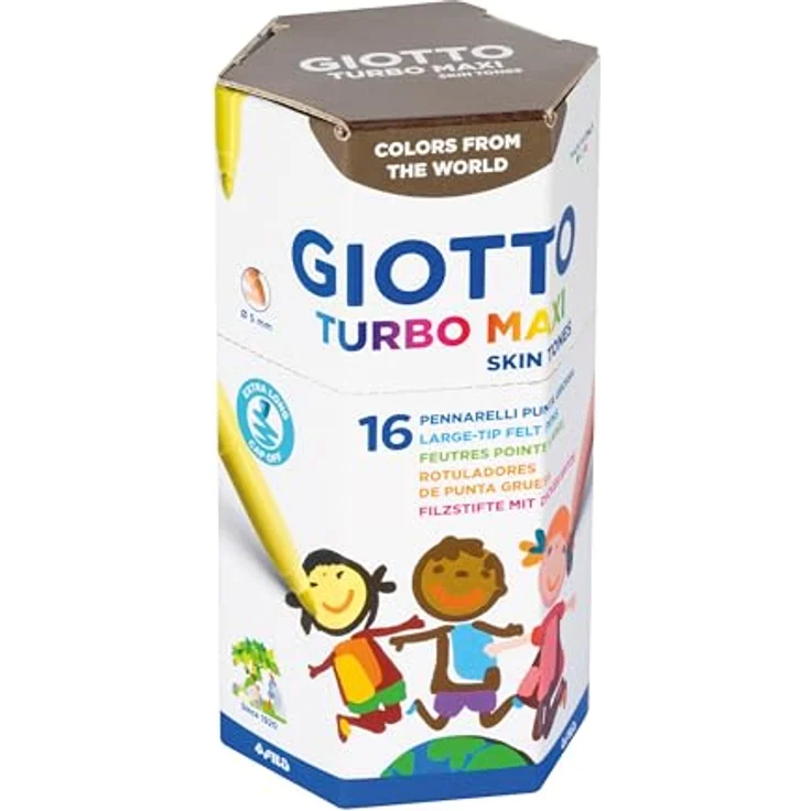 GIOTTO Giotto Turbo Maxi Skin Tones, Filzstifte mit sechs Hautfarben, wasserbasierte Tinte, langlebige Spitze – Bild 1