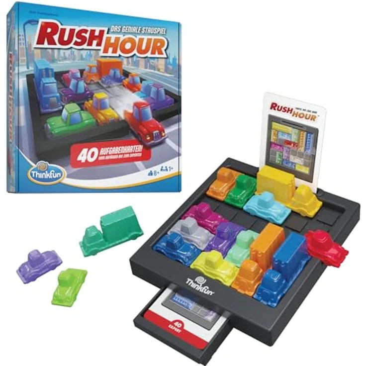 ThinkFun 76599 - Rush Hour - Das geniale Stauspiel - Logikspiel, Spiel ab 8 Jahren für Kinder und Erwachsene, Brettspiel – Bild 1