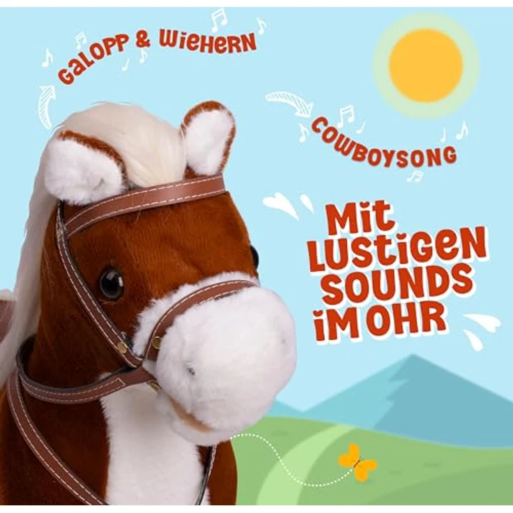 Pink Papaya Stehpferd zum draufsitzen | 60cm Spielpferd zum Reiten Max | Pferd zum Reiten für Kinder mit Sound | Sattel Pferd, Rosa – Bild 2