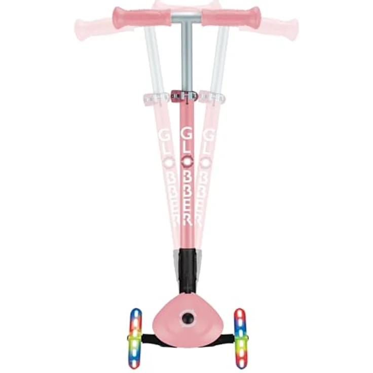 Globber PRIMO FOLDABLE LIGHTS, Dreiradscooter mit Leuchtrollen, klappbar, pastellrosa – Bild 7