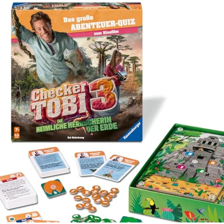 Ravensburger Checker Tobi - Das große Abenteuer-Quiz, Brettspiel mit 12 Checkerfragen und Mitmachchecks – Bild 1