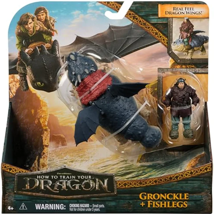 Dreamworks Dragons Fleischklops und Fischbein, Wikinger und Drachen Actionfiguren-Set mit 7 Bewegungspunkten, Spielzeug für Kinder ab 4 Jahren – Bild 2