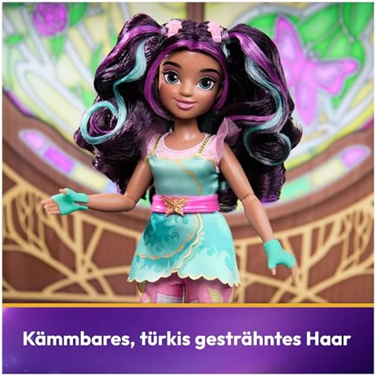 Spin Master Anziehpuppe Unicorn Academy - Fashion Doll - Ava, vollbeweglich mit magischem Einhorn Leaf, rosa-lindgrünfarbenes Kleidchen – Bild 4