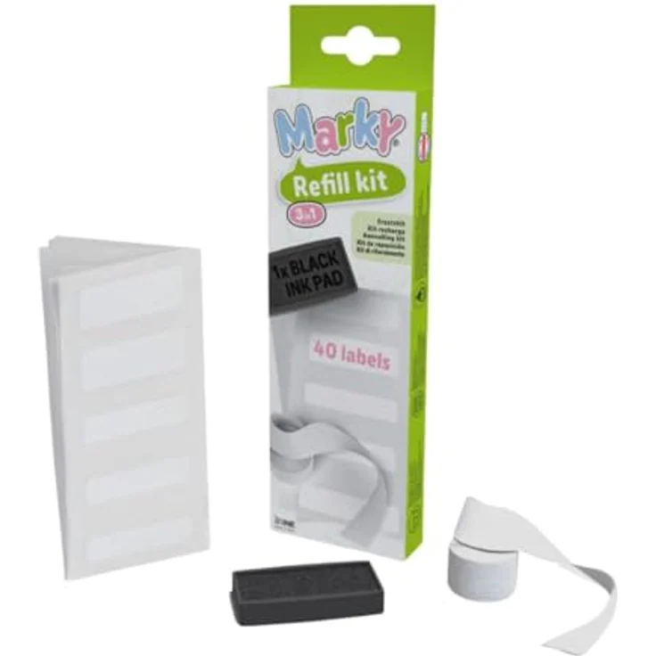 COLOP Stempel Refill Kit für Printer 20, schwarzes Stempelkissen, 40 spülmaschinenfeste Etiketten, dermatologisch getestet – Bild 1