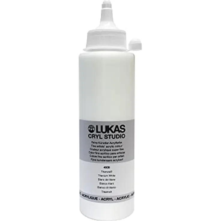 LUKAS Cryl Studio Künstler-Acrylfarbe, hochwertige weiß, 250 ml, schnelltrocknend und wasserverdünnbar
