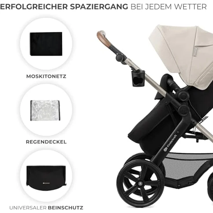 Kinderkraft MOOV 2, 4-in-1 Kombi-Kinderwagen-Set mit wendbarem Sitz, Babywanne, Babyschale MINK PRO i-Size, Isofix-Base, Wickeltasche & Zubehör - Moonlight Grey – Bild 17
