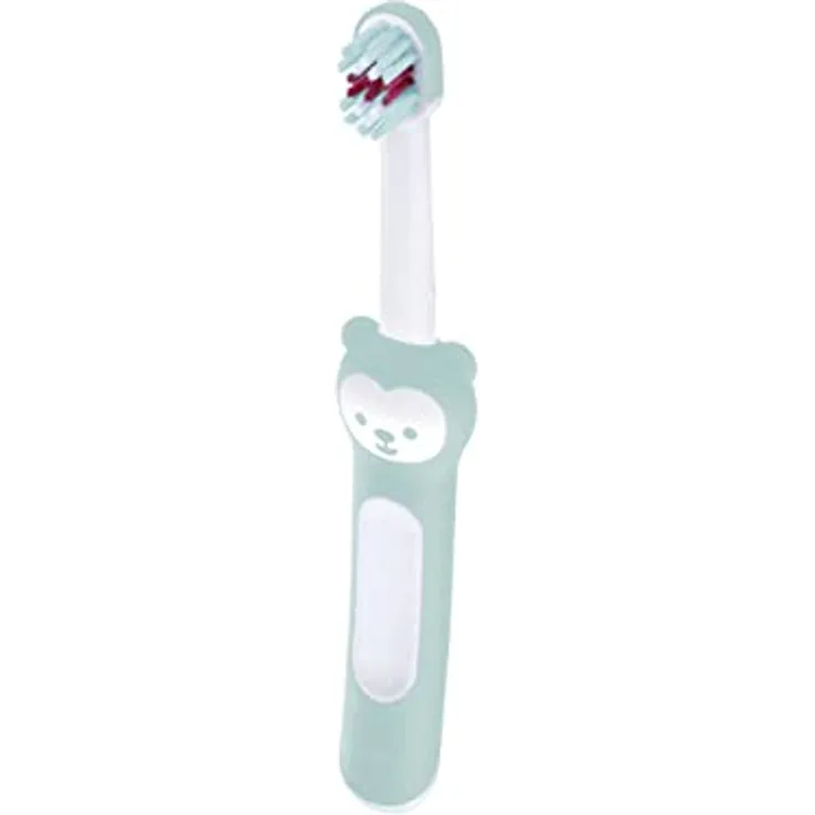 MAM Baby's Brush, Baby Zahnbürste mit kurzem Griff zum einfachen Halten, Kinderzahnbürste zur sanften Zahnreinigung, ab 6+ Monate, türkis, 1 stück (1 erPack)