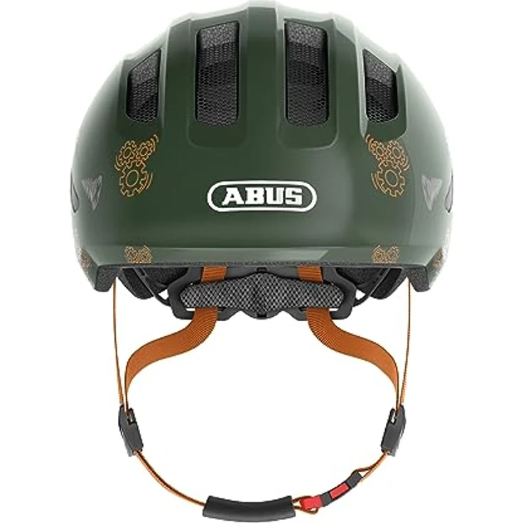 ABUS Kinderhelm Smiley 3.0 - Fahrradhelm mit tiefer Passform, kindergerechten Designs & Platz für einen Zopf - für Mädchen und Jungs - Grün mit Roboter-Muster, Größe S – Bild 2