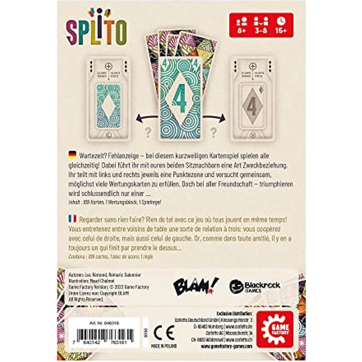 Game Factory 646316 Splito, Kartenspiel für Erwachsene und Kinder ab 8 Jahren, für 3 bis 8 Spieler, weiß – Bild 4