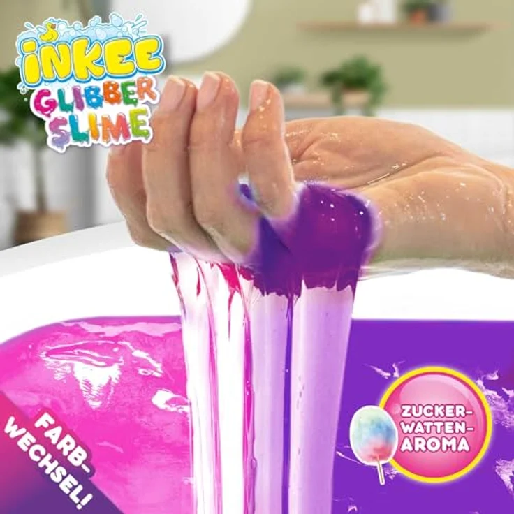 INKEE Bath Slime Galupy Mermaid, neon-pinkes Bade-Glibber Schleim mit Vitamin E und Zuckerwatte-Aroma, 100g Schleimpulver – Bild 2