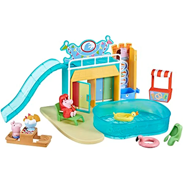 Hasbro Peppa Pig Schwimmbad-Spaß Set F62955L0, Actionfiguren mit Peppa und Schorsch, 27,9 x 45,7 x 8,1 cm – Bild 1