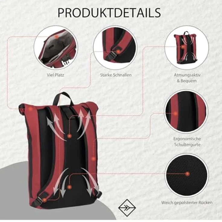 New Rebels MART Rucksack Rol 16L burgundy – Bild 6
